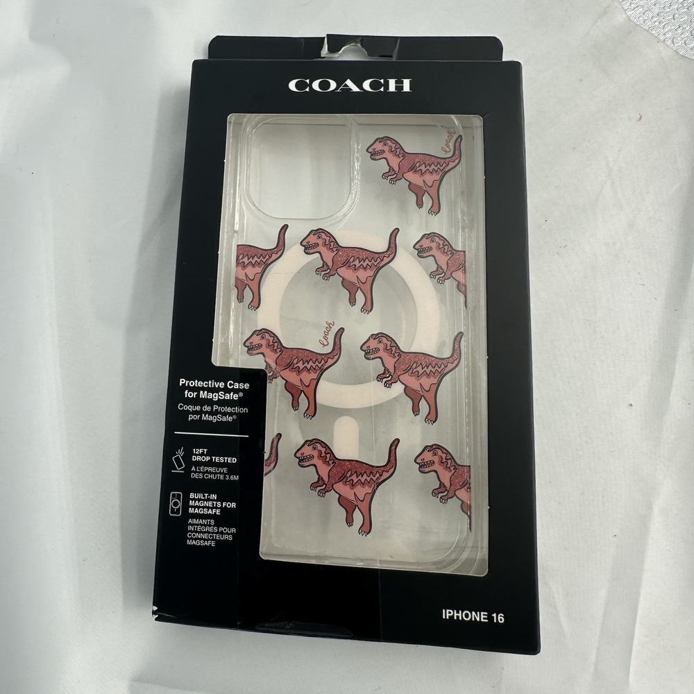Coach Rexy Glitter Dinosaur iPhone 16 MagSafe Phone Protective Case NEW